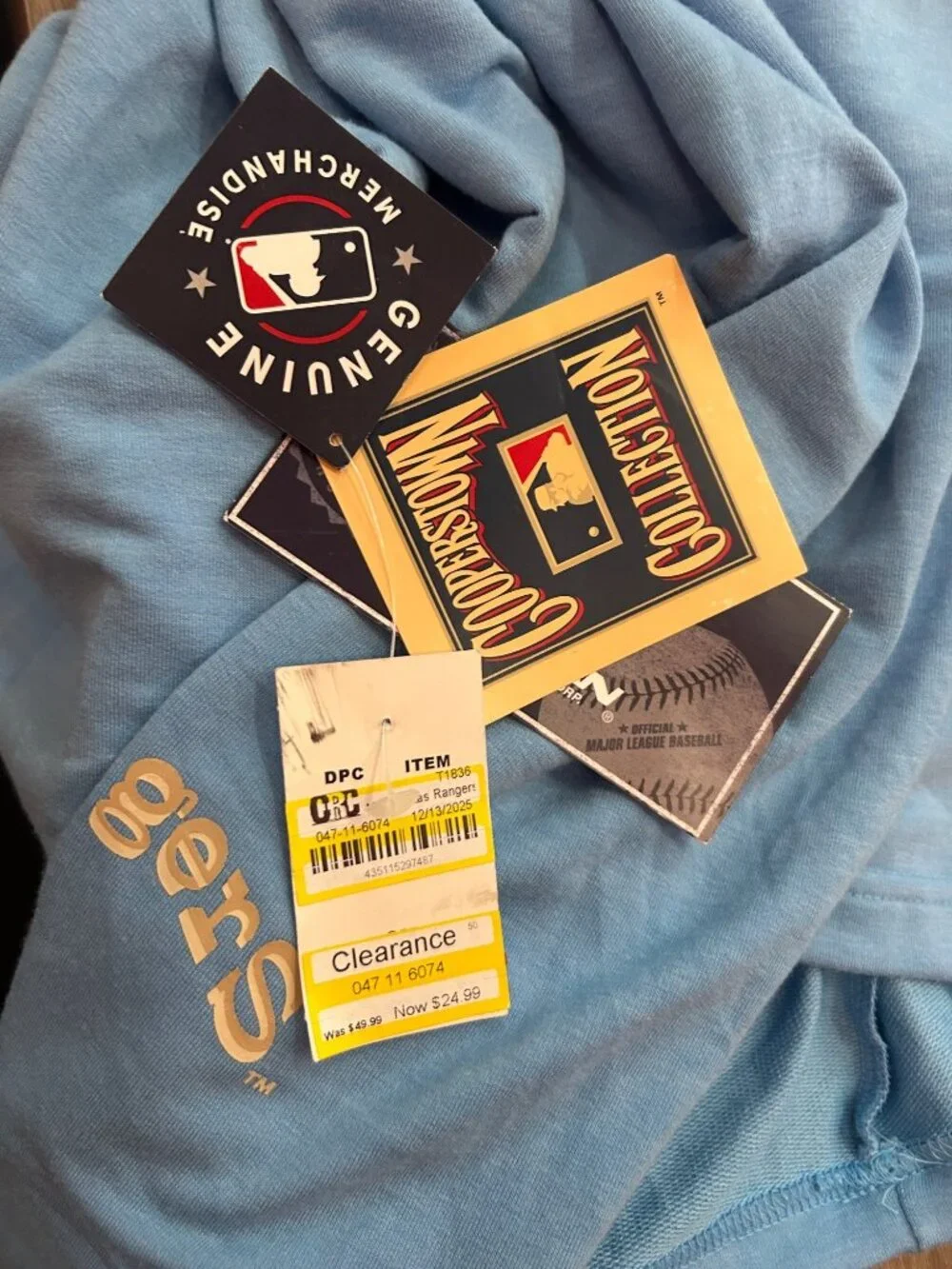 NWT Texas Rangers Blue Lightweight Henley Hoodie Men's Medium MSRP $50